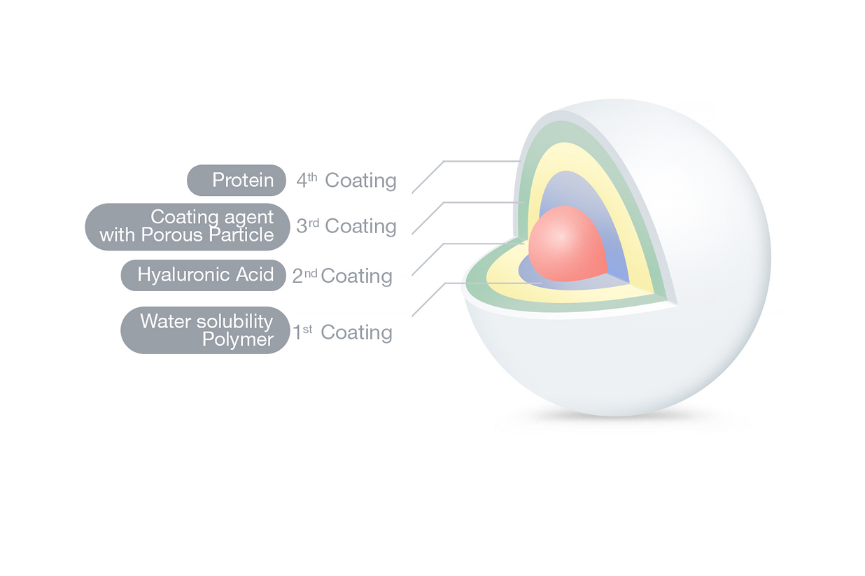 07. 코팅 유통 중 안정성 및 우리 몸 속까지 살아 갈 수 있도록 4중 코팅을 합니다.